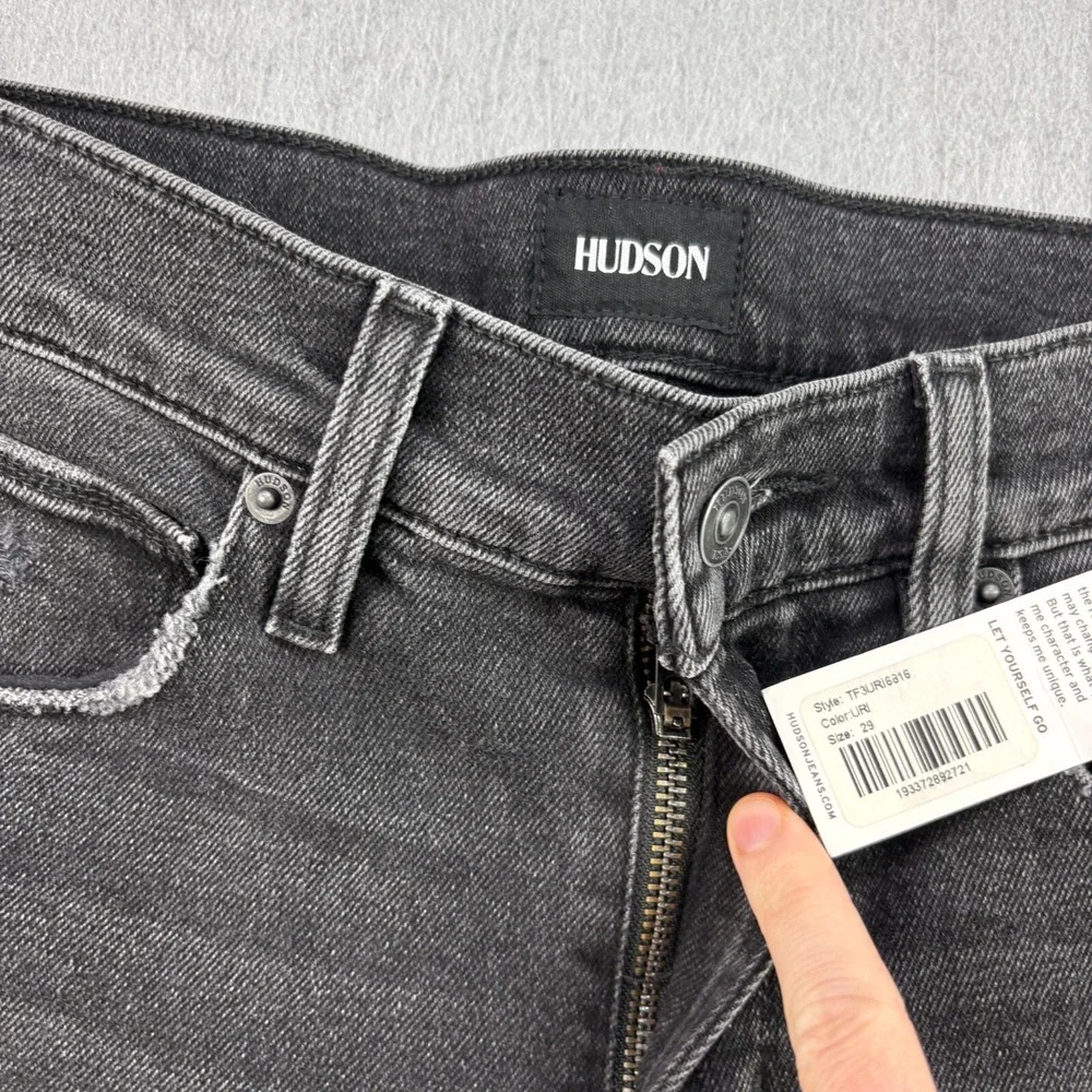 Hudson‎ Jeans Mens 29x33 Black Ethan Biker Skinny Distressed Denim Stretch NEW